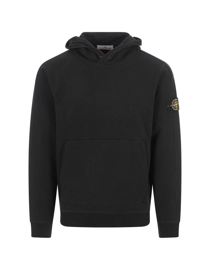 Stone Island Black Sweatshirt With Lined Hoodie - Men - Piano Luigi