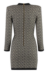 Balmain Geometric Jacquard Wool Dress - Women - Piano Luigi