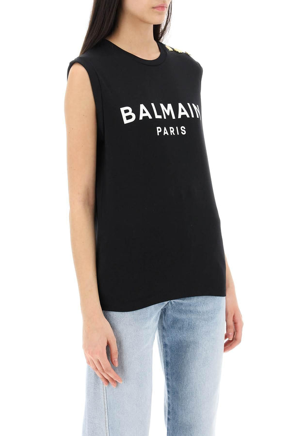 Balmain Black Cotton Tank Top - Women - Piano Luigi