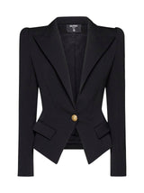 Balmain Black Cotton Blend Blazer Jacket - Women - Piano Luigi