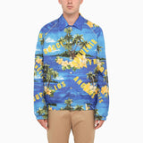 Gucci Blue Bomber Jacket With Tropical Print - Men - Piano Luigi