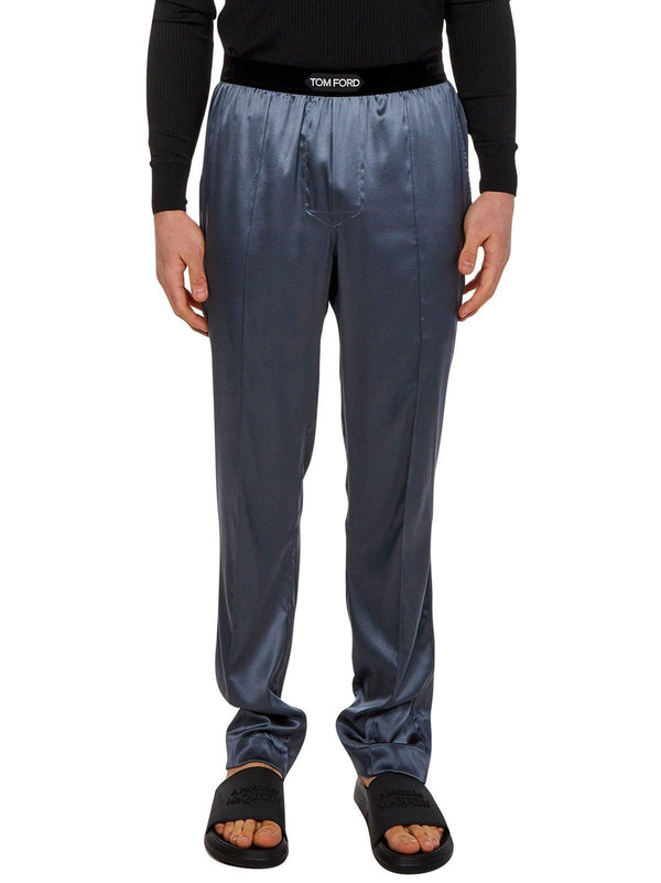 Tom Ford Logo Waist Satin Pajama Trousers - Men - Piano Luigi