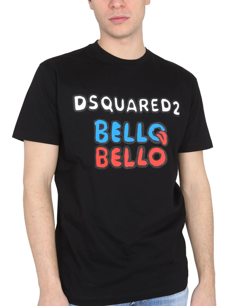 Dsquared2 bello Bello Black Printed T-shirt In Jersey Man - Men - Piano Luigi