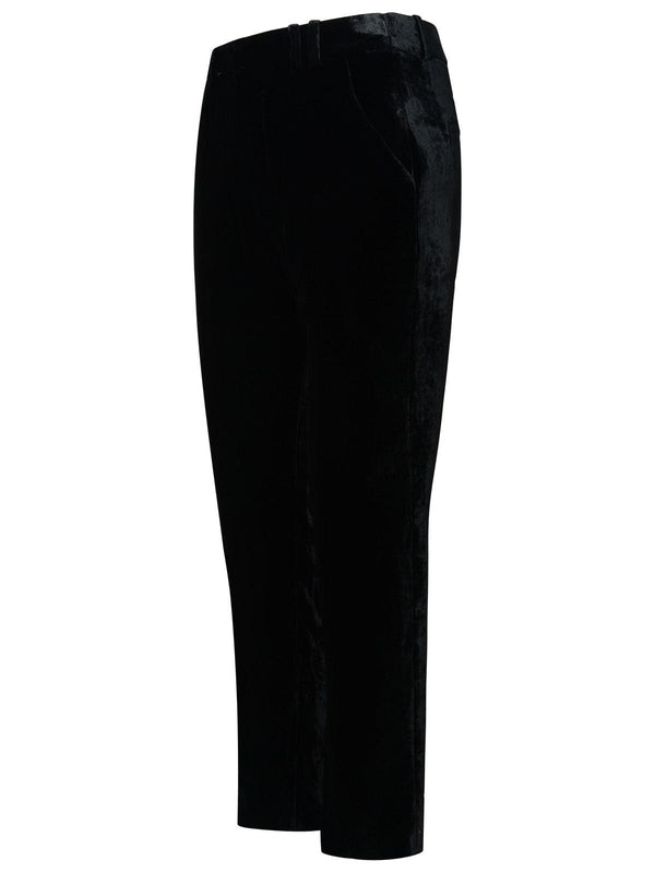 Balmain Black Silk Blend Pants - Women - Piano Luigi