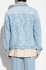 Versace Light Blue Denim Jacket With Logo - Men - Piano Luigi