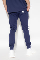 Balmain Navy Blue Sweatpants With Logo - Men - Piano Luigi