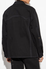 Versace Black Cotton Jacket With Contrast Stitching - Men - Piano Luigi