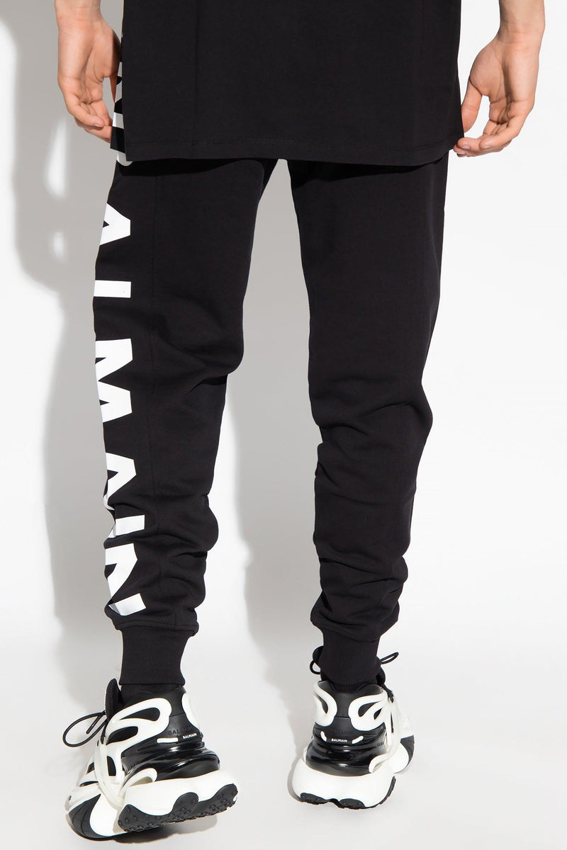 Balmain Black Sweatpants With Logo - Men - Piano Luigi