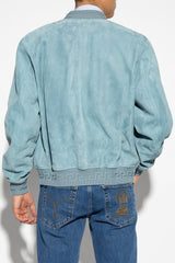 Versace Light Blue Suede Bomber Jacket - Men - Piano Luigi