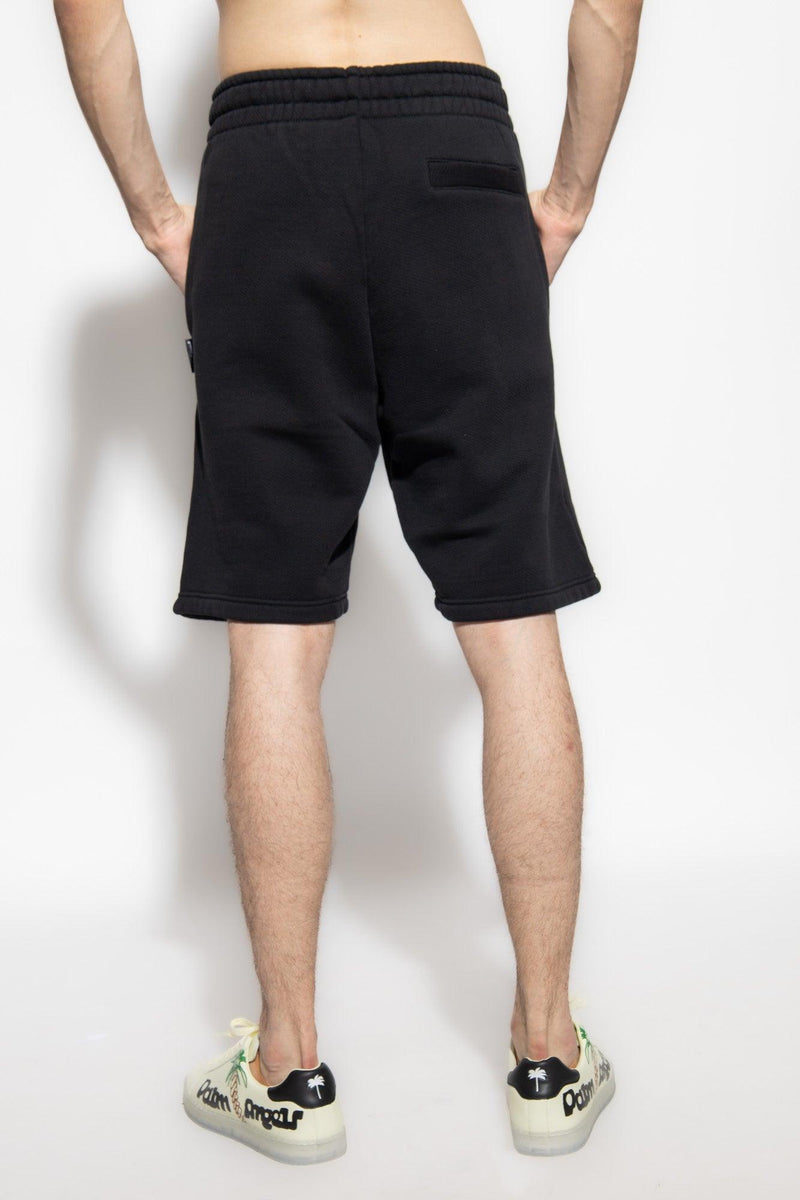 Palm Angels Black Shorts With Motif Of Palm Trees - Men - Piano Luigi