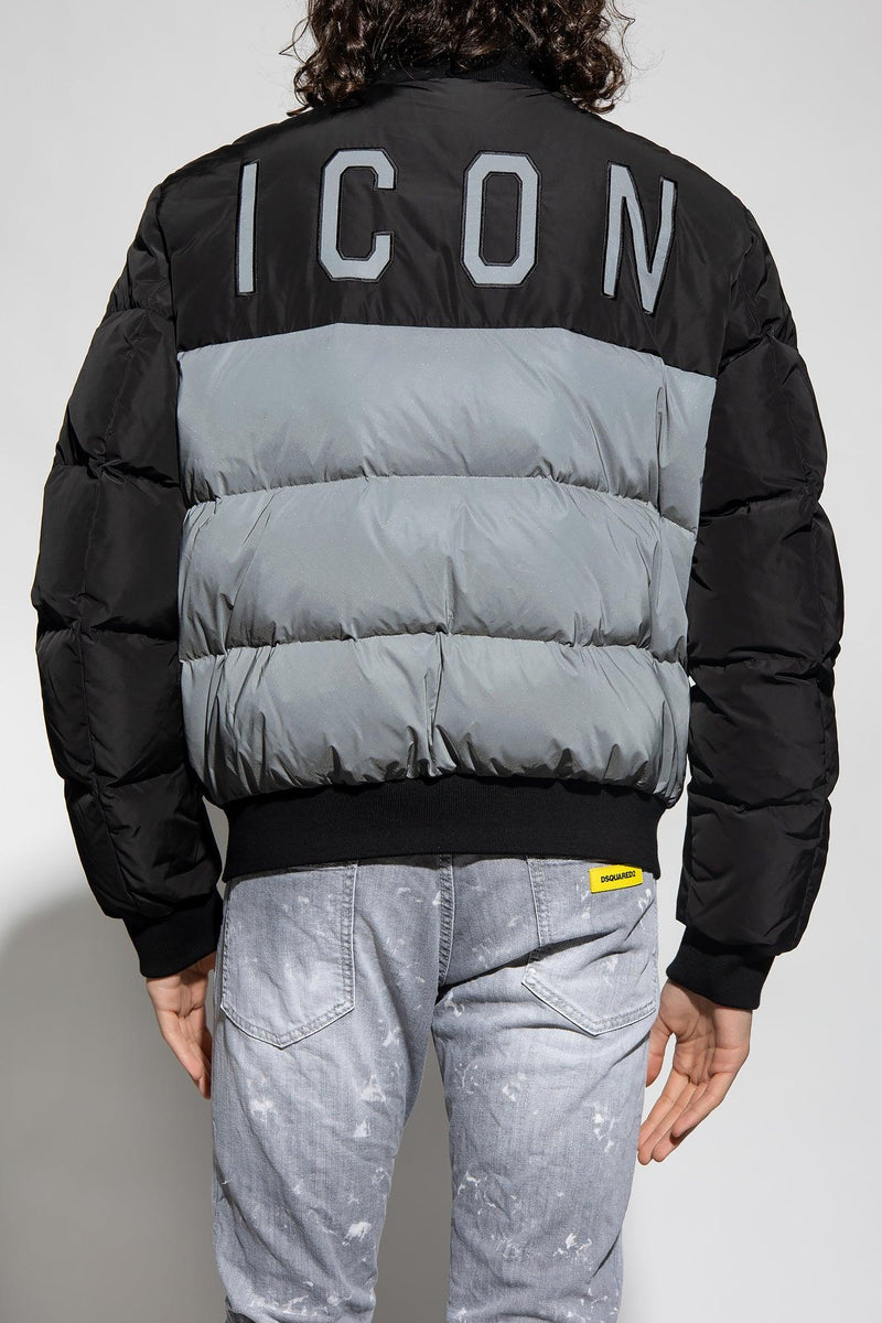 Dsquared2 Black Down Jacket With Reflective Back - Men - Piano Luigi