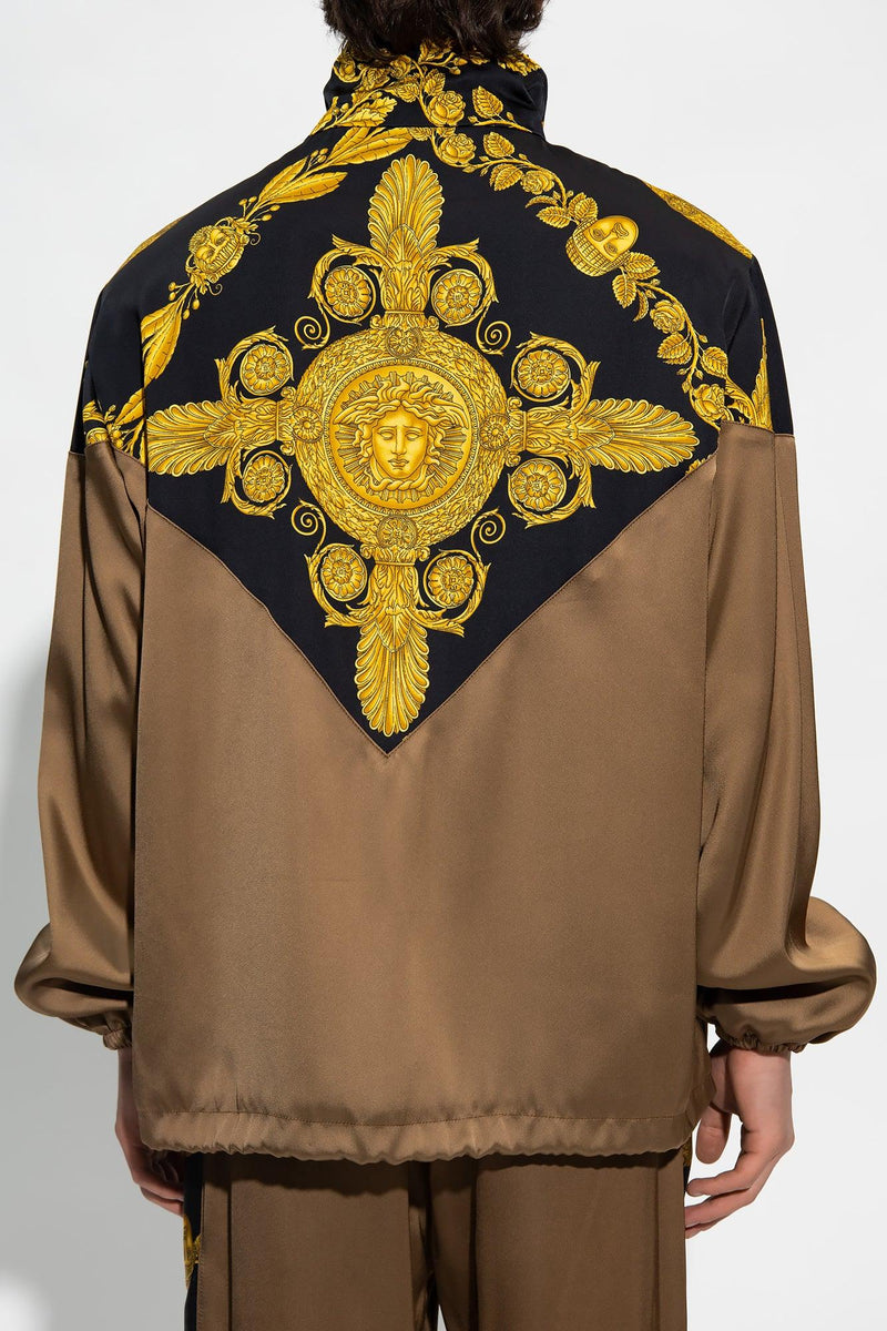 Versace Brown Jacket With Maschera Baroque Print - Men - Piano Luigi