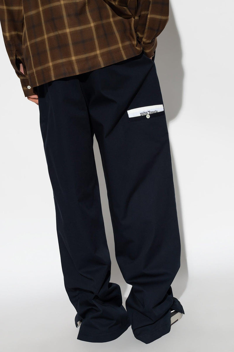 Palm Angels Navy Blue Cotton Trousers - Men - Piano Luigi