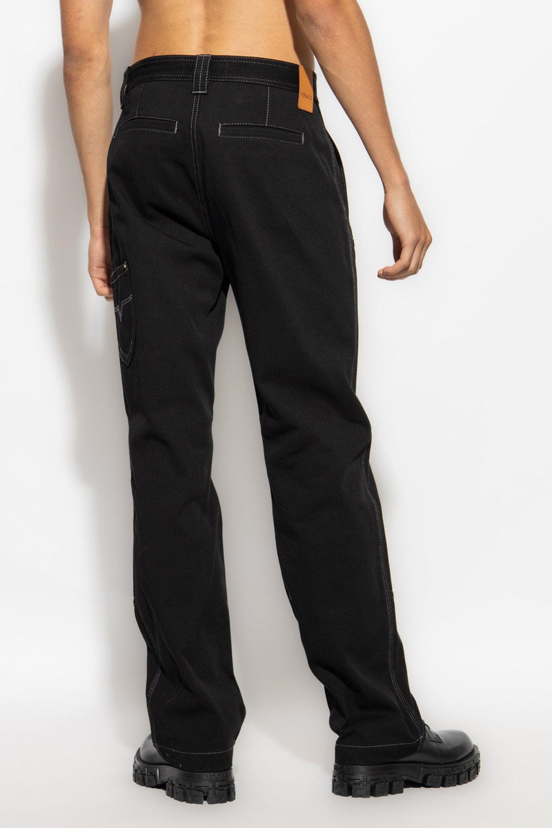 Versace Black Trousers With Contrasting Stitching - Men - Piano Luigi