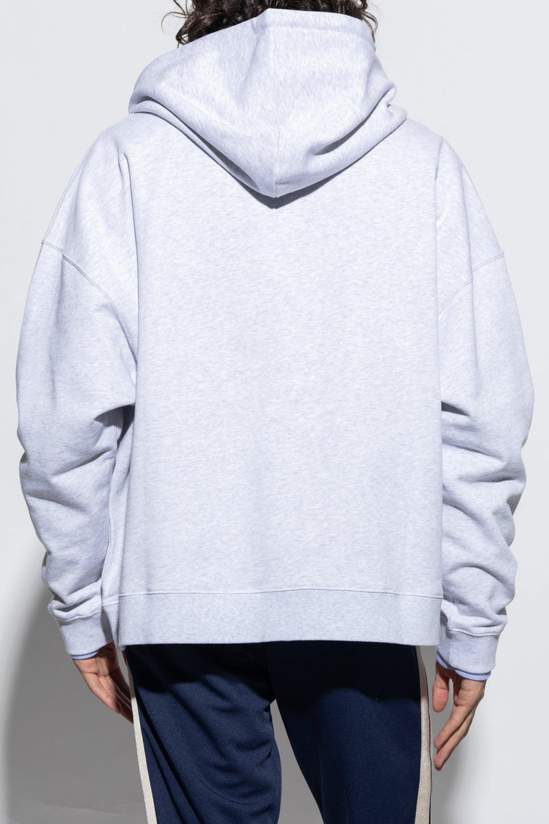 Palm Angels Grey Hooded Sweatshirt - Men - Piano Luigi