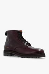 Common Projects Purple Leather Combat Boots - Men - Piano Luigi