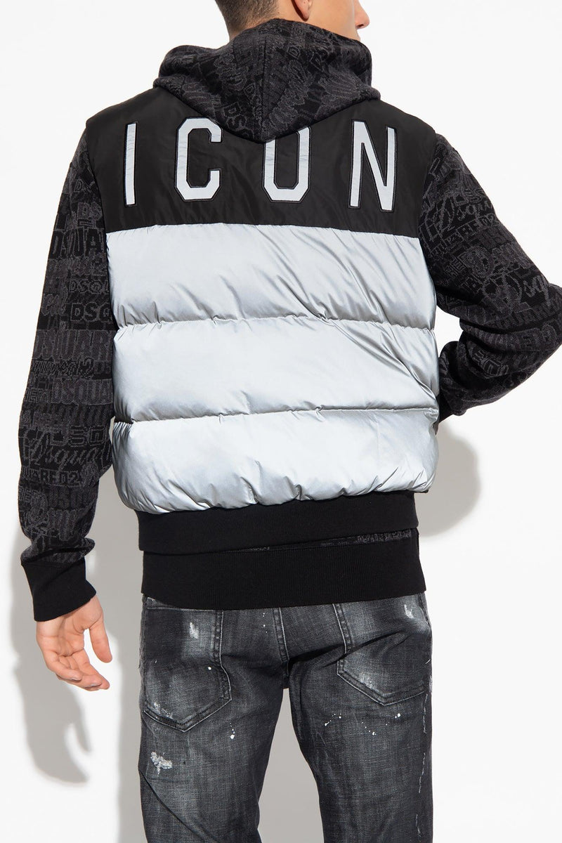 Dsquared2 Black Down Vest With Reflective Back - Men - Piano Luigi