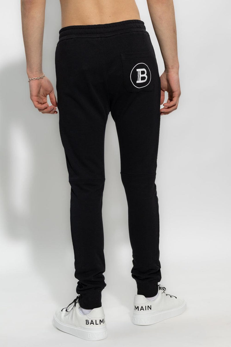 Balmain Black Sweatpants With Logo - Men - Piano Luigi