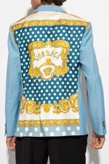 Versace Light Blue Single-Breasted Blazer With Silk Back - Men - Piano Luigi