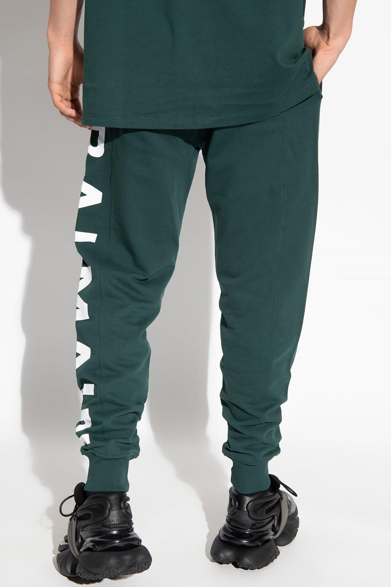 Balmain Green Sweatpants With Logo - Men - Piano Luigi