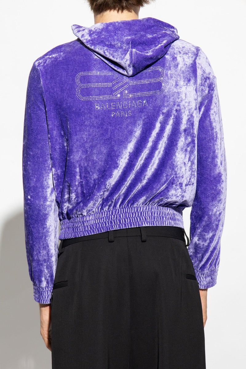 Balenciaga Purple Velour Hoodie - Men - Piano Luigi