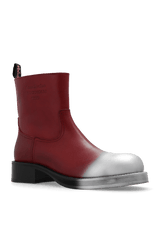 Acne Studios Red Leather Ankle Boots With Logo - Men - Piano Luigi