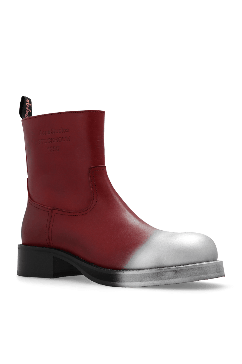 Acne Studios Red Leather Ankle Boots With Logo - Men - Piano Luigi