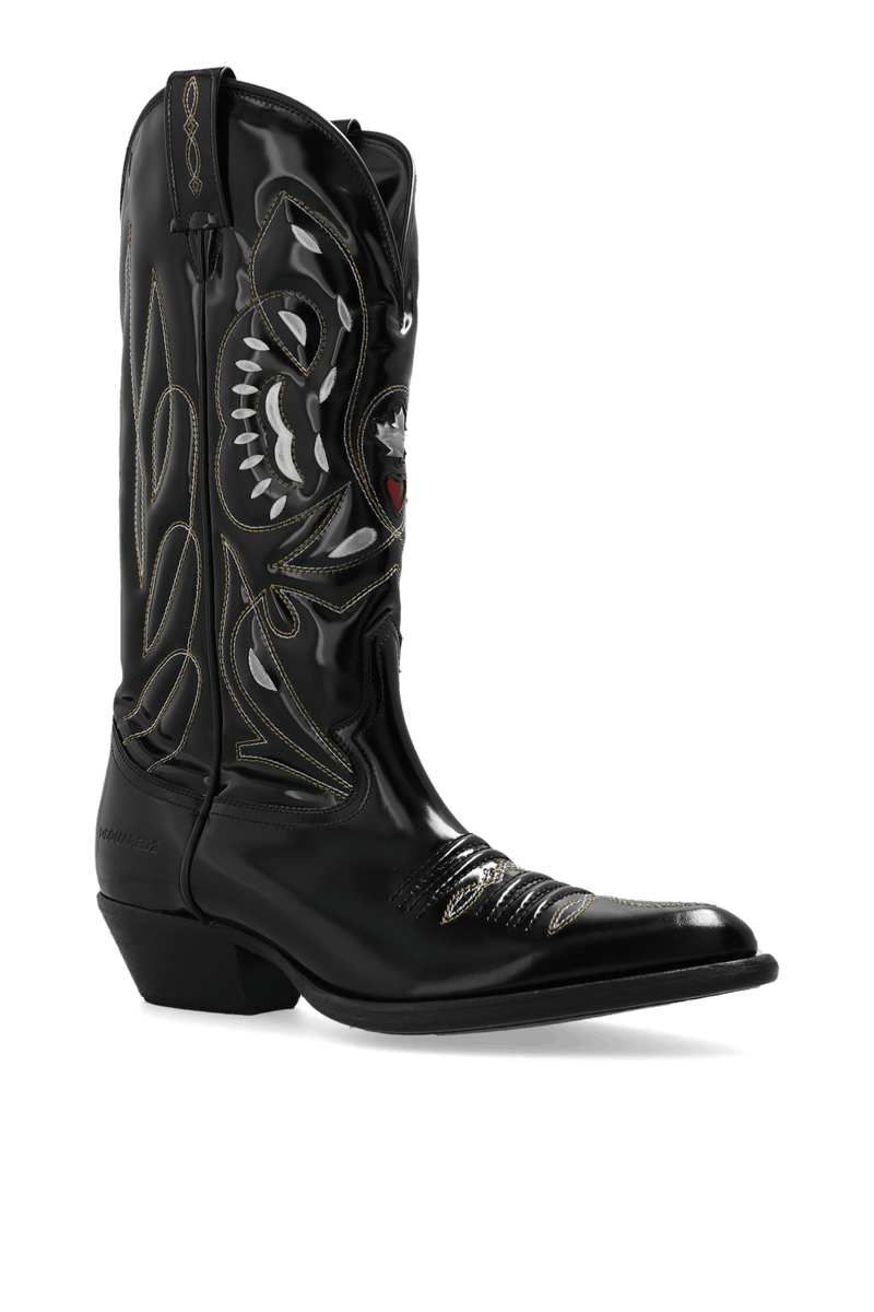 Dsquared2 Black Leather Cowboy Boots - Men - Piano Luigi