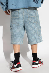 Givenchy Light Blue Denim Shorts With Jacquard Pattern - Men - Piano Luigi