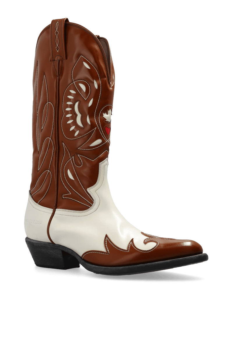 Dsquared2 Brown Leather Cowboy Boots - Men - Piano Luigi