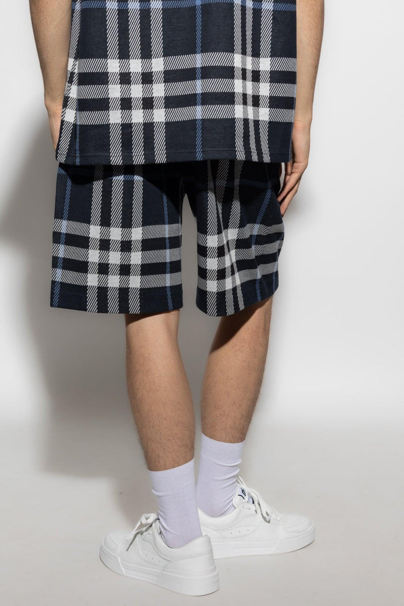 Burberry Navy Blue Checked Shorts - Men - Piano Luigi