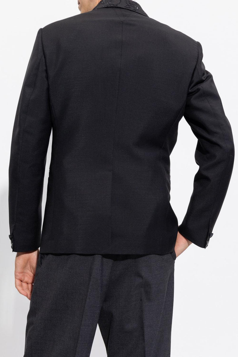 Versace Black Blazer With Decorative Collar - Men - Piano Luigi