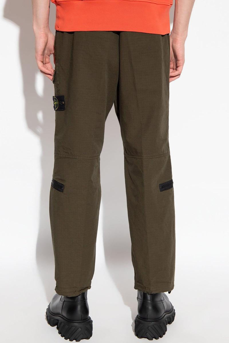 Stone Island Green Trousers With Logo - Men - Piano Luigi