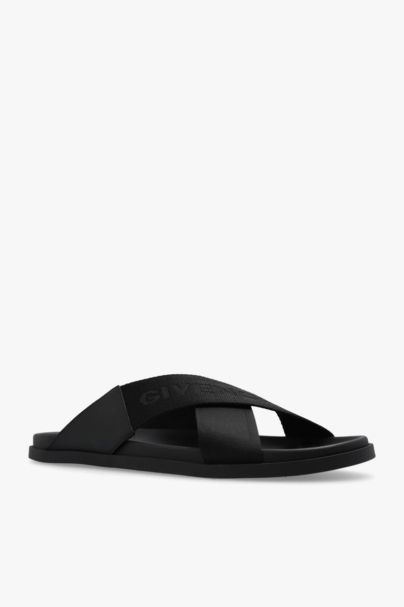 Givenchy Black Slides With Logo - Men - Piano Luigi