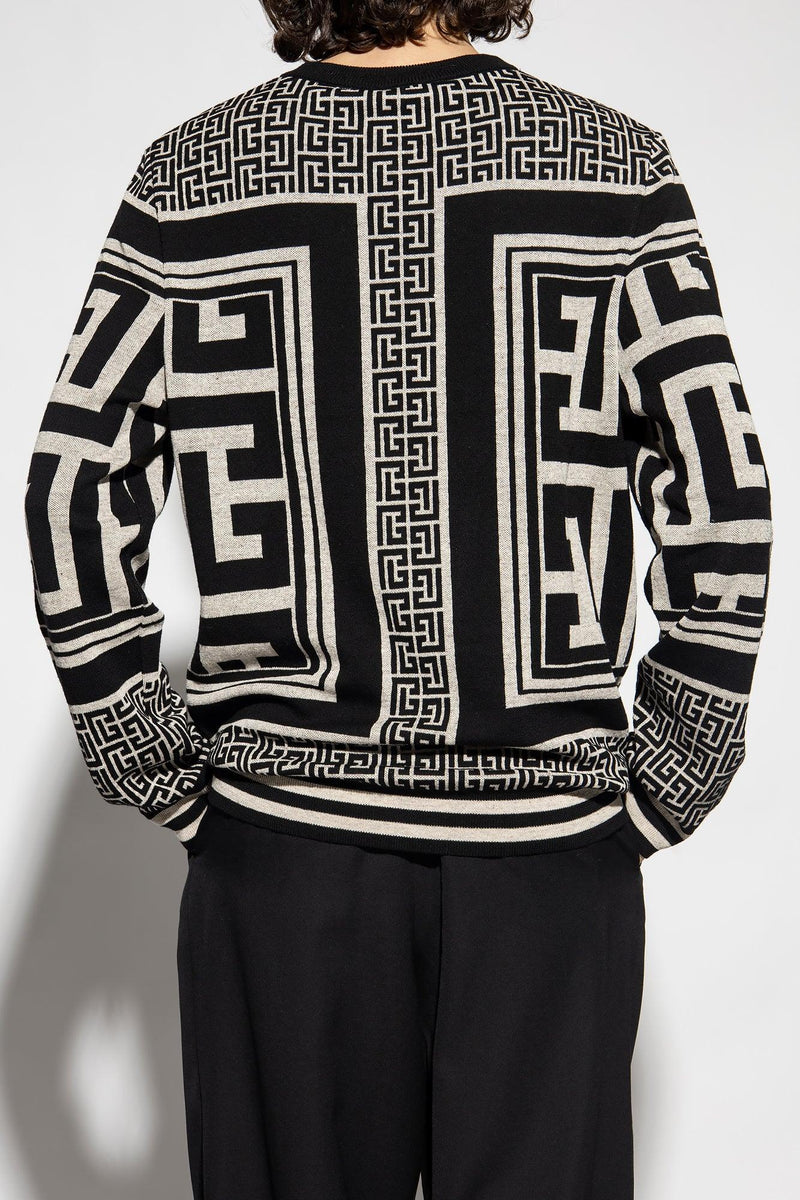 Balmain Black Sweater With Monogram - Men - Piano Luigi