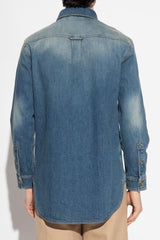 Burberry Blue Denim Shirt With Logo - Men - Piano Luigi