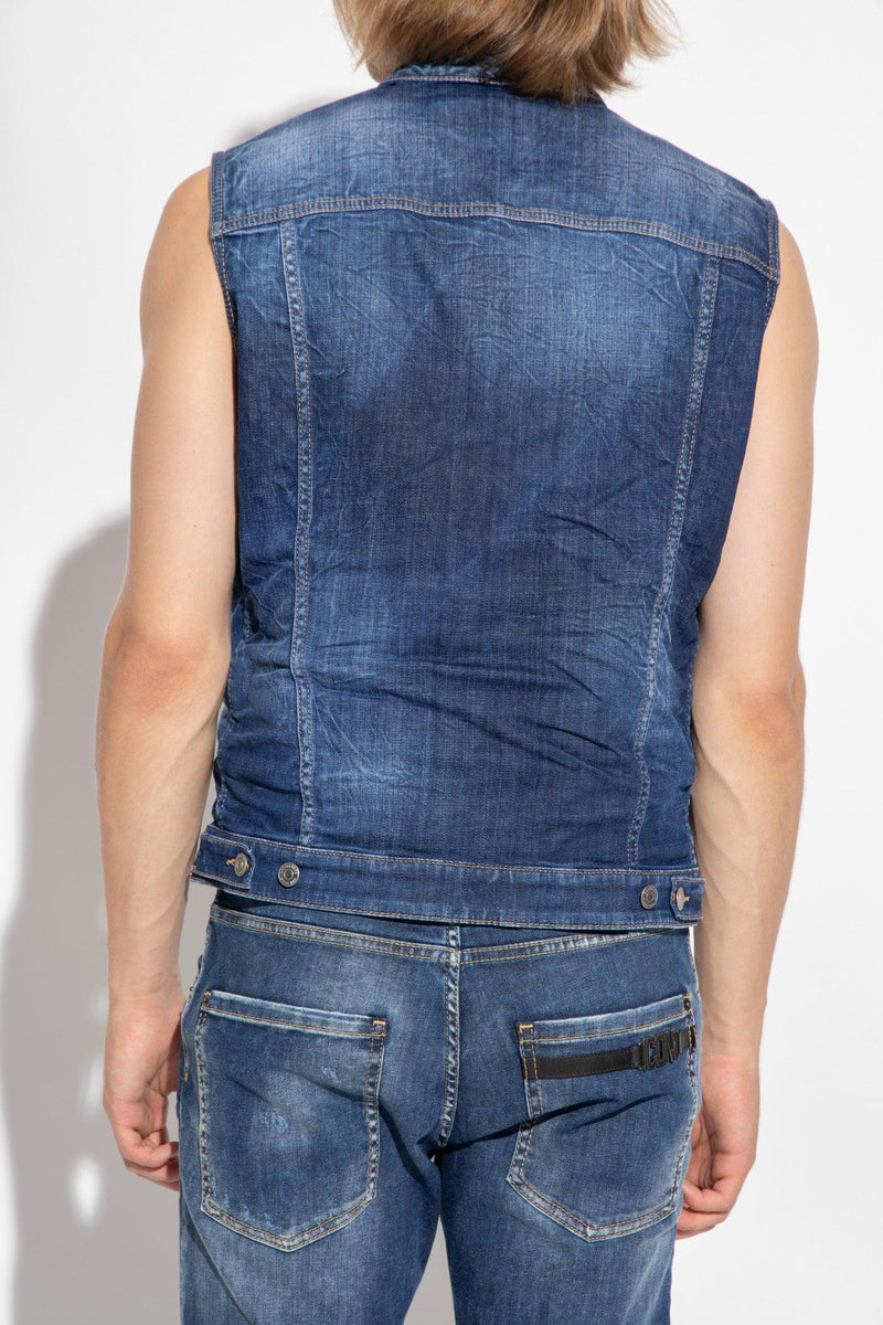 Dsquared2 Blue ‘Dan’ Denim Vest - Men - Piano Luigi