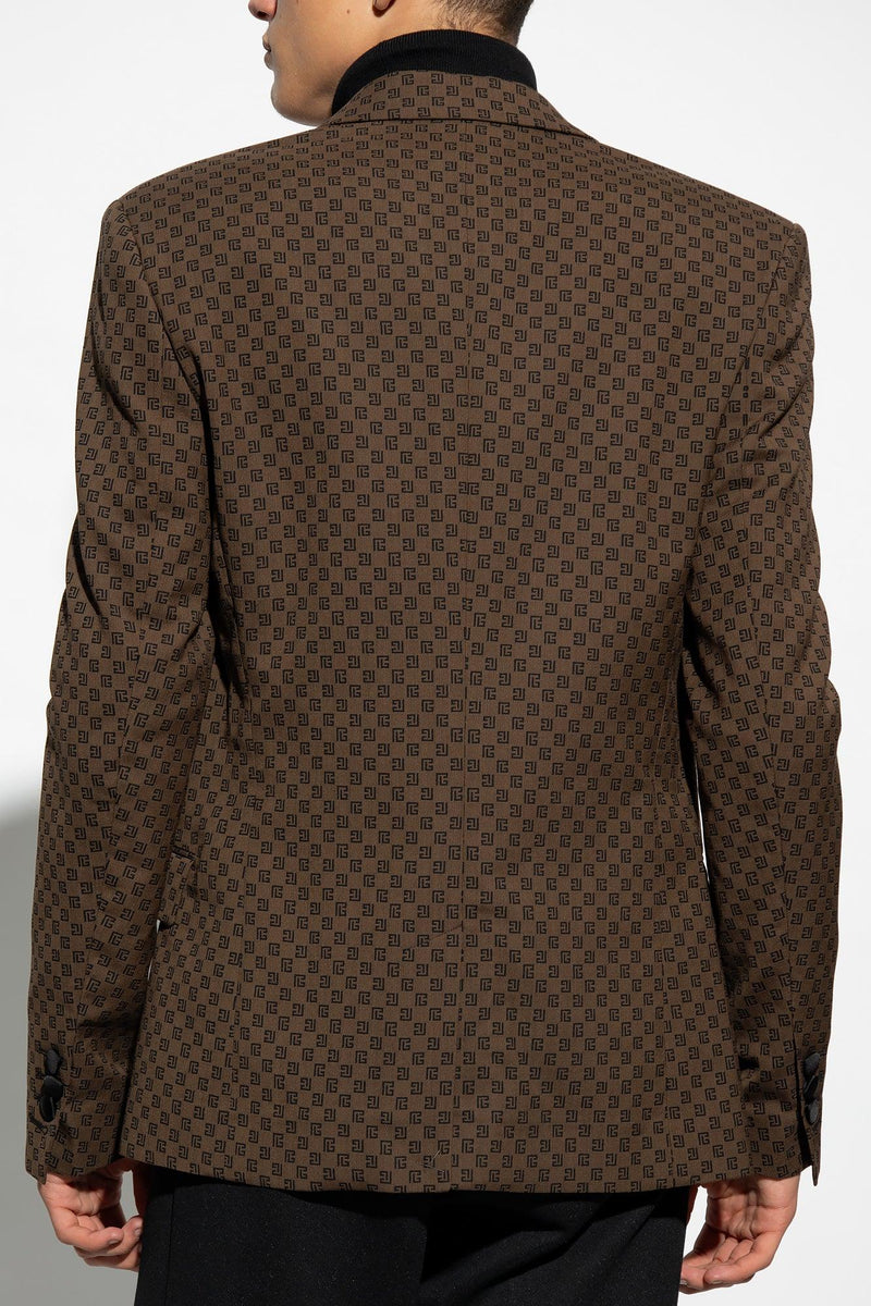 Balmain Brown Blazer With Monogram - Men - Piano Luigi