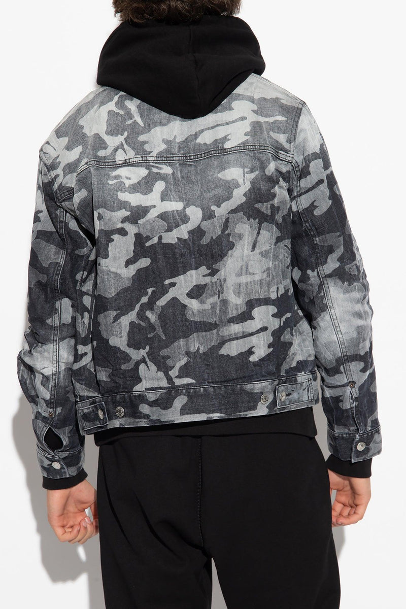 Dsquared2 Grey Denim Jacket With Camo Motif - Men - Piano Luigi