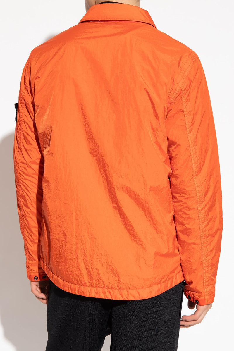 Stone Island Orange Jacket With Logo Patch - Men - Piano Luigi