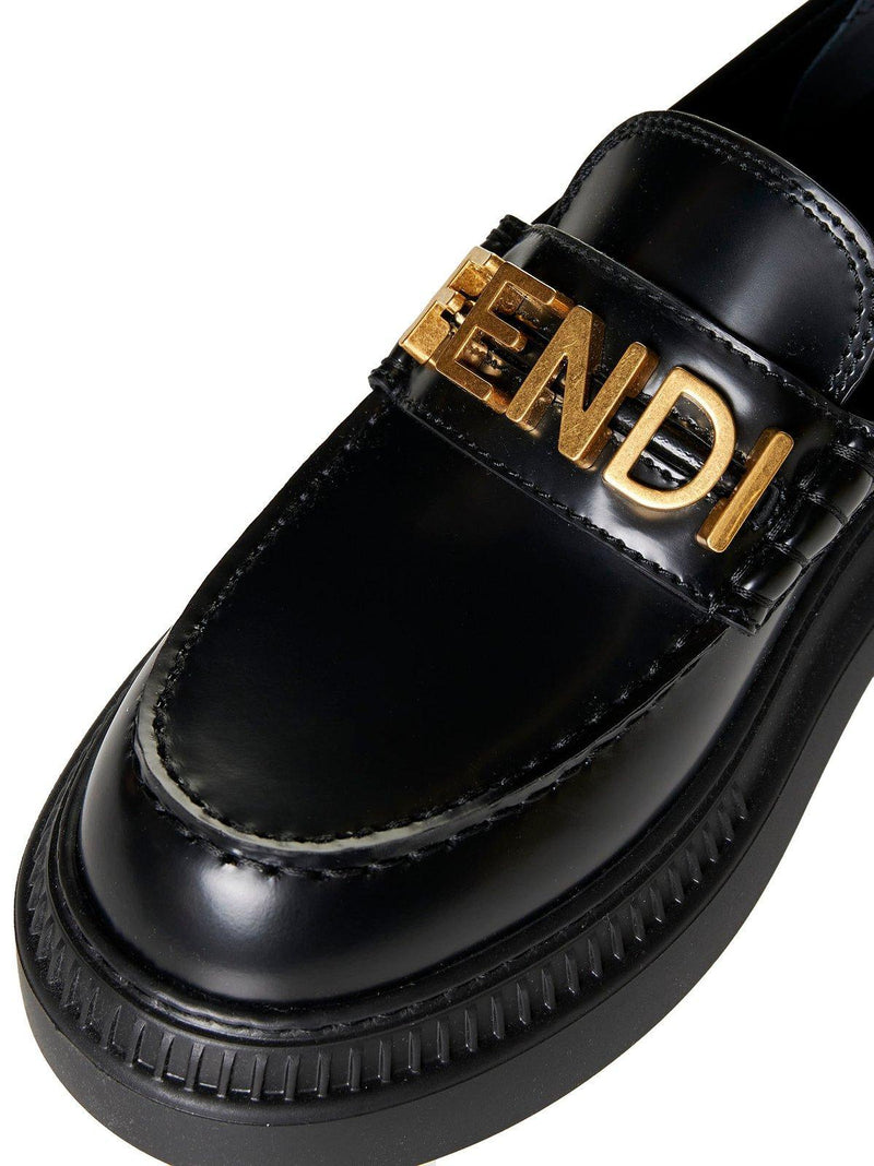 Fendi Logo-plaque Leather Loafers - Women - Piano Luigi