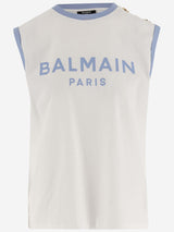 Balmain Cotton Tank Top With Logo - Women - Piano Luigi