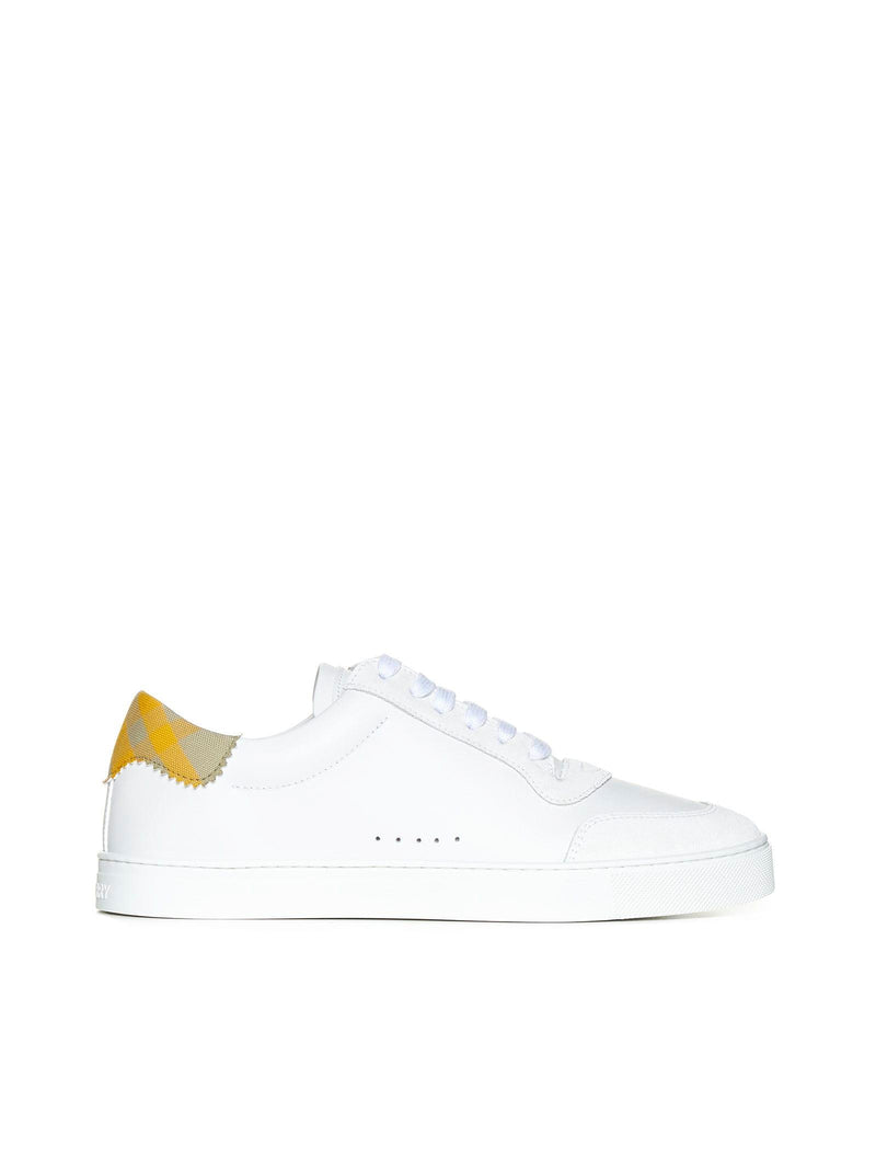 Burberry White Leather Check Sneakers - Men - Piano Luigi