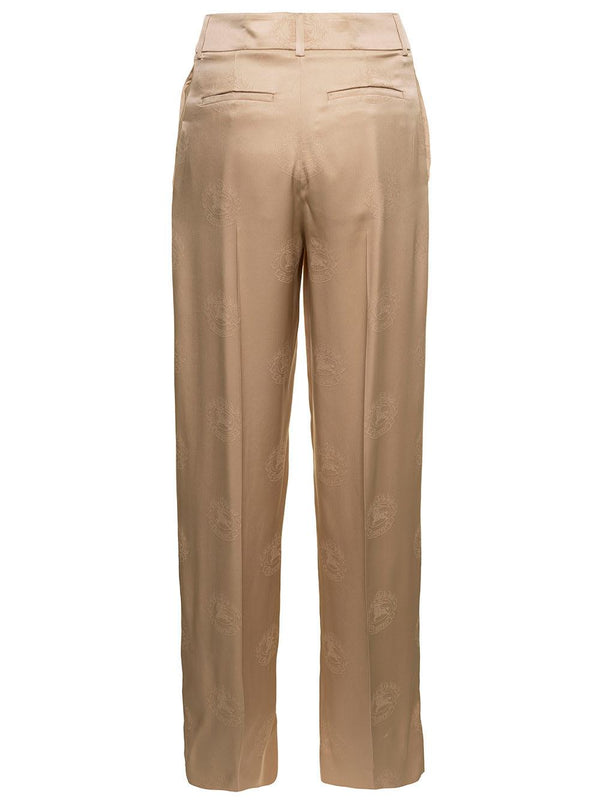 Burberry jane Beige High-waisted Relaxed Pants In Silk Woman - Women - Piano Luigi