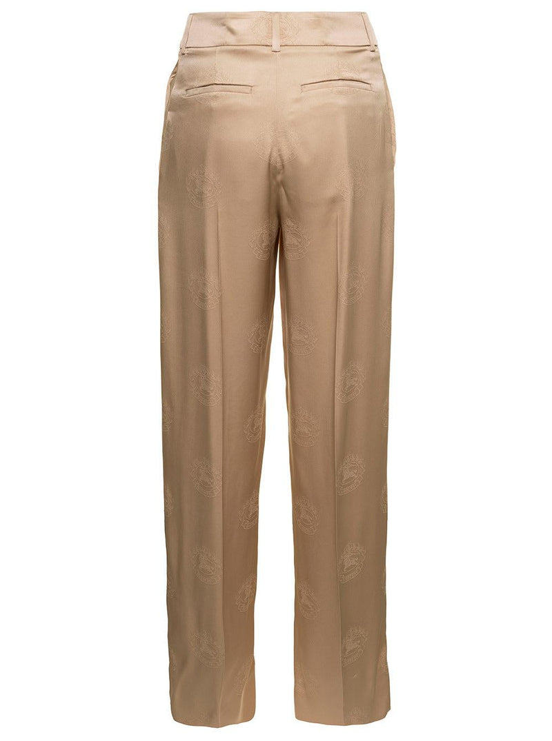 Burberry jane Beige High-waisted Relaxed Pants In Silk Woman - Women - Piano Luigi