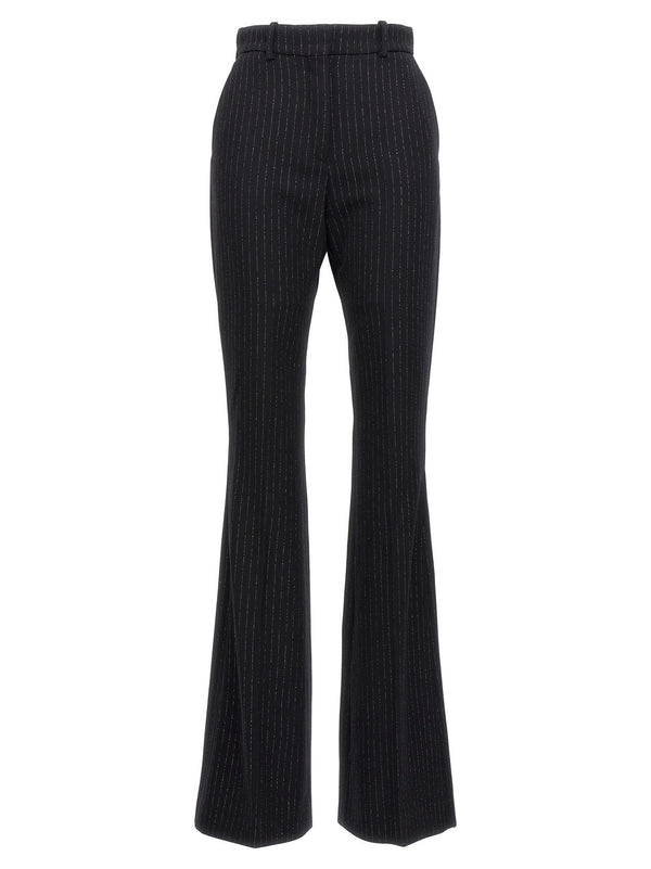 Balmain Black Lurex Striped Flare Trousers - Women - Piano Luigi