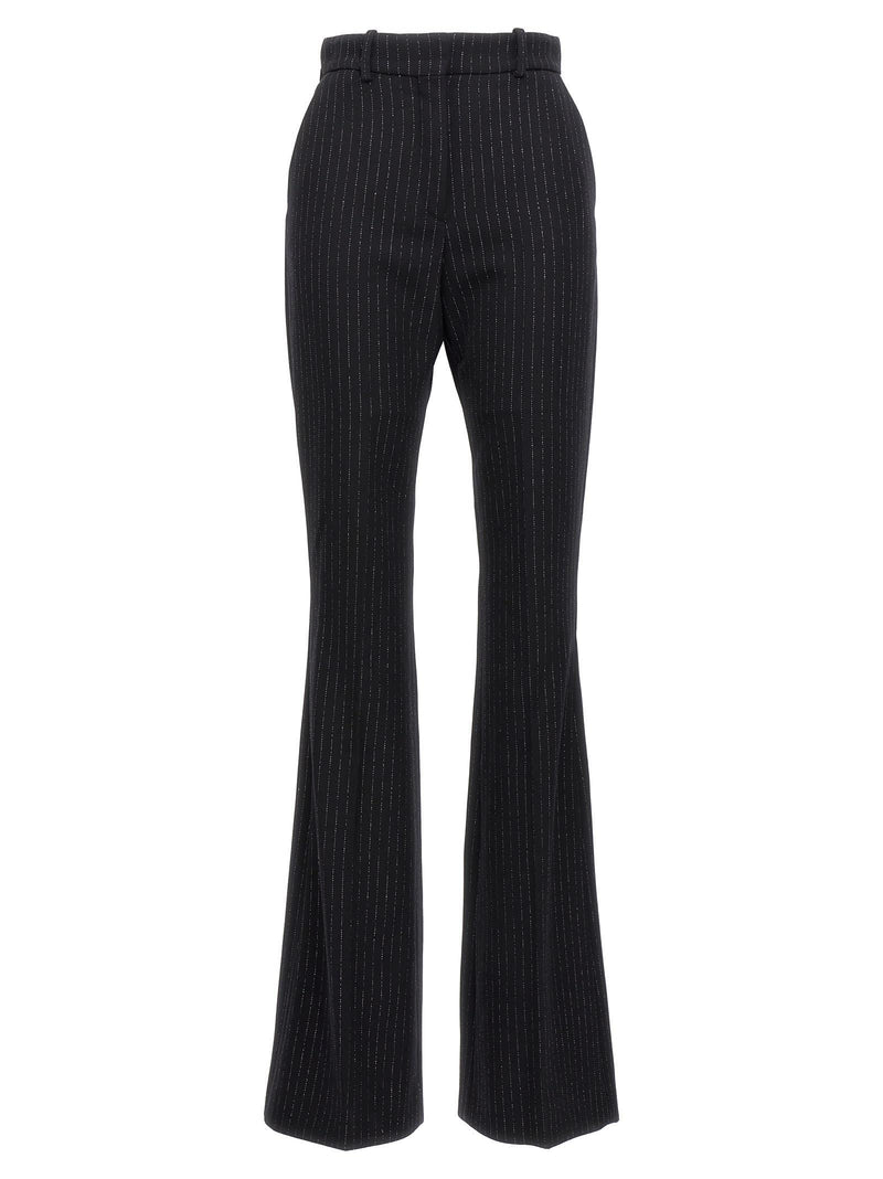 Balmain Black Lurex Striped Flare Trousers - Women - Piano Luigi