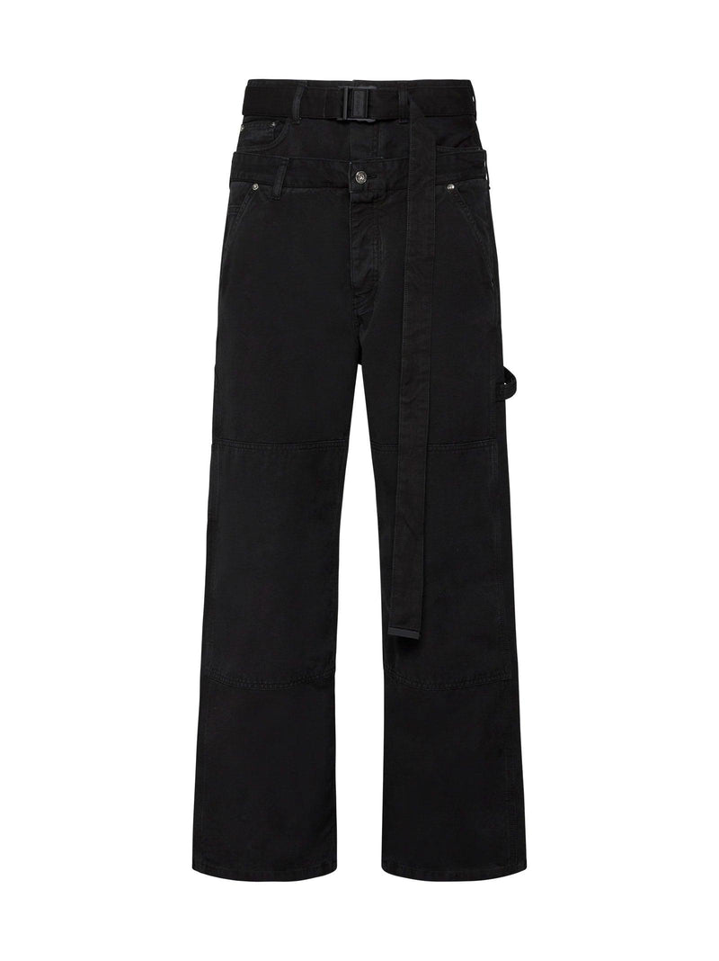 Off-White Black Denim Cargo Jeans With Belt - Men - Piano Luigi