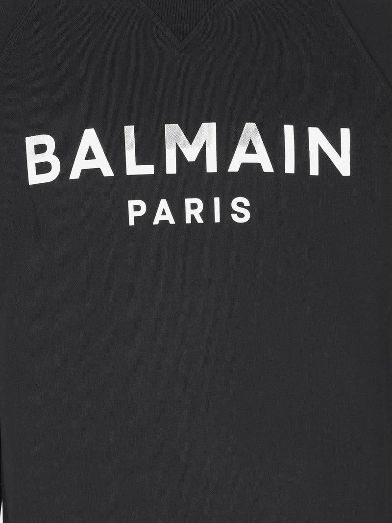 Balmain Black Crewneck Sweatshirt With Logo - Men - Piano Luigi