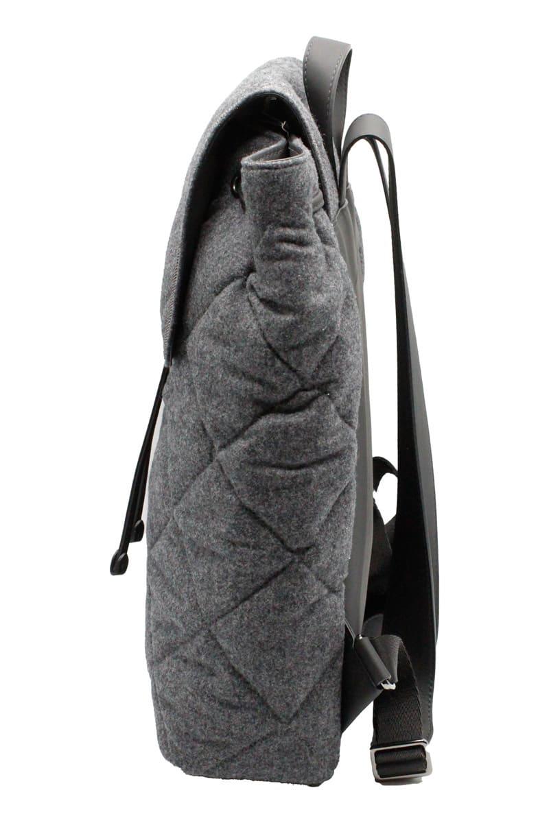 Brunello Cucinelli Backpack With Diamond Pattern In Wool And Leather Embellished With Rows Of Jewels. Measures 30 X 35 X 10 - Women - Piano Luigi